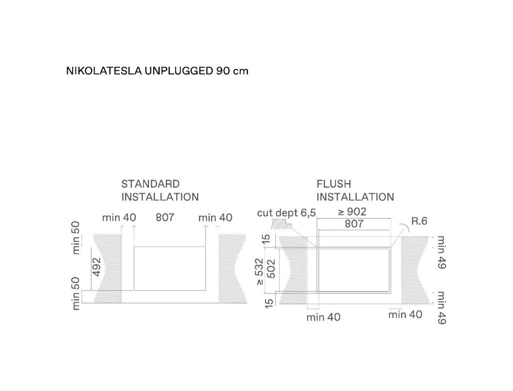 Elica NIKOLATESLA UNPLUGGED EVO IX/A/90 Evo collection Piano cottura induzione cm. 90, cappa integrata, vetro nero/inox