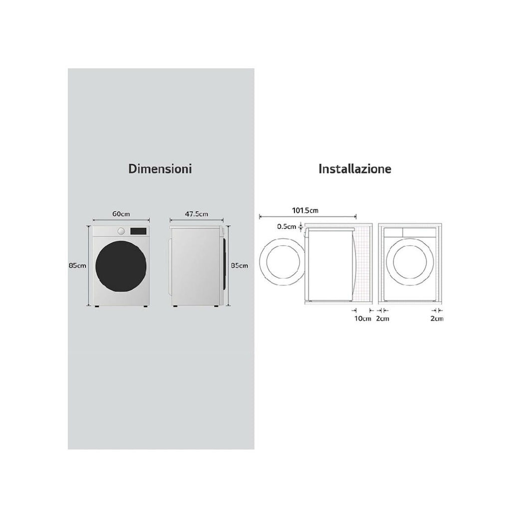 LG F2R3S09AIDD Serie R3 Lavatrice cm. 60 - capacità 9 kg - bianco