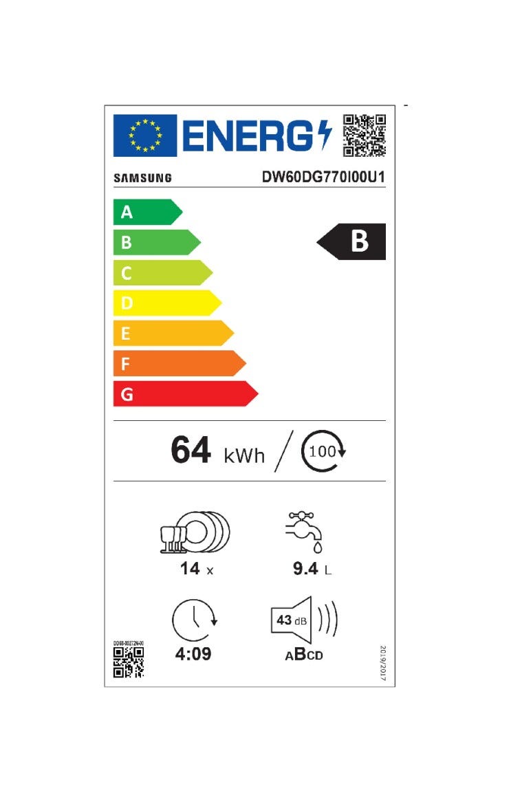 Samsung DW60DG770I00U1 Lavastoviglie integrata totale cm. 60 - 14 coperti
