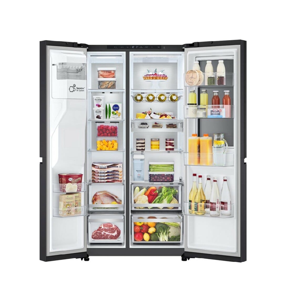 LG GSXE91EVAD Frigorifero americano Side-by-Side InstaView Door-in-Door, 628 L, Classe D, Total No Frost, Wi-Fi, Dispenser UVnano, Black Steel