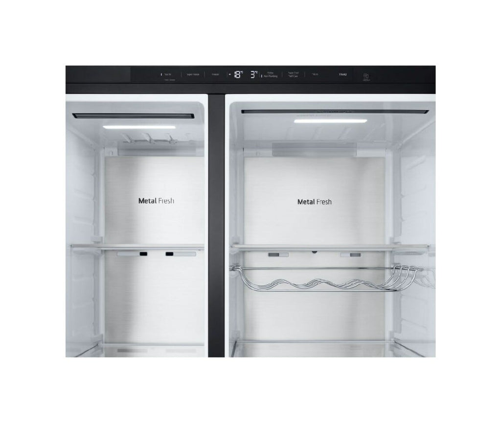 LG GSXE91EVAD Frigorifero americano Side-by-Side InstaView Door-in-Door, 628 L, Classe D, Total No Frost, Wi-Fi, Dispenser UVnano, Black Steel