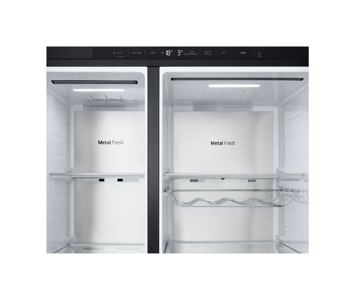 LG GSXE91EVAD Frigorifero americano Side-by-Side InstaView Door-in-Door, 628 L, Classe D, Total No Frost, Wi-Fi, Dispenser UVnano, Black Steel