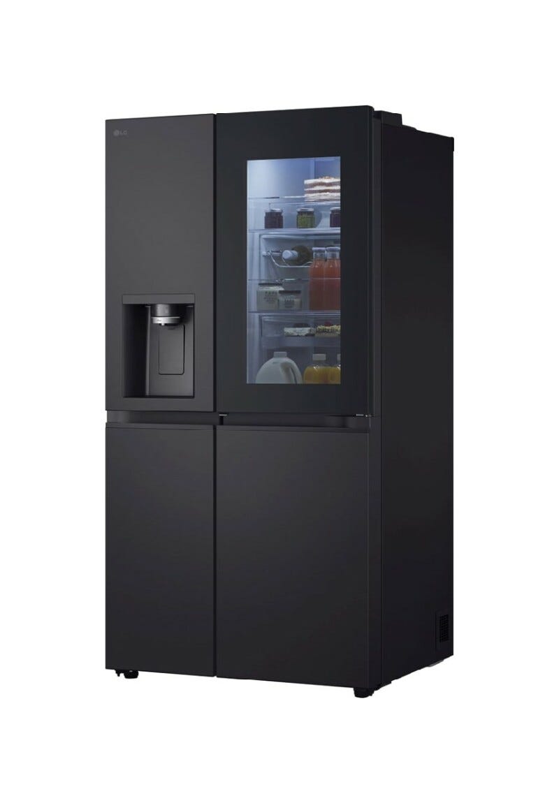 LG GSXE91EVAD Frigorifero americano Side-by-Side InstaView Door-in-Door, 628 L, Classe D, Total No Frost, Wi-Fi, Dispenser UVnano, Black Steel