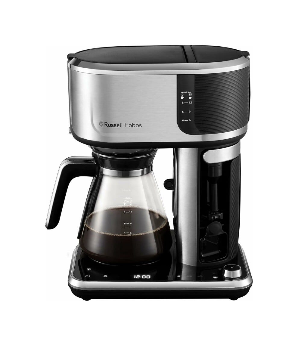 Russell Hobbs Attentiv Coffee Station Macchina per caffè con caraffa in vetro - inox