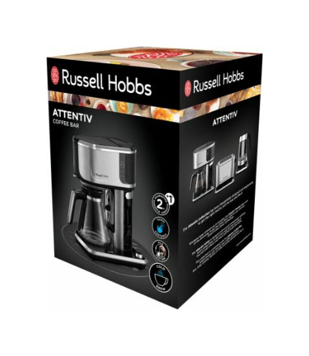 Russell Hobbs Attentiv Coffee Station Macchina per caffè con caraffa in vetro - inox