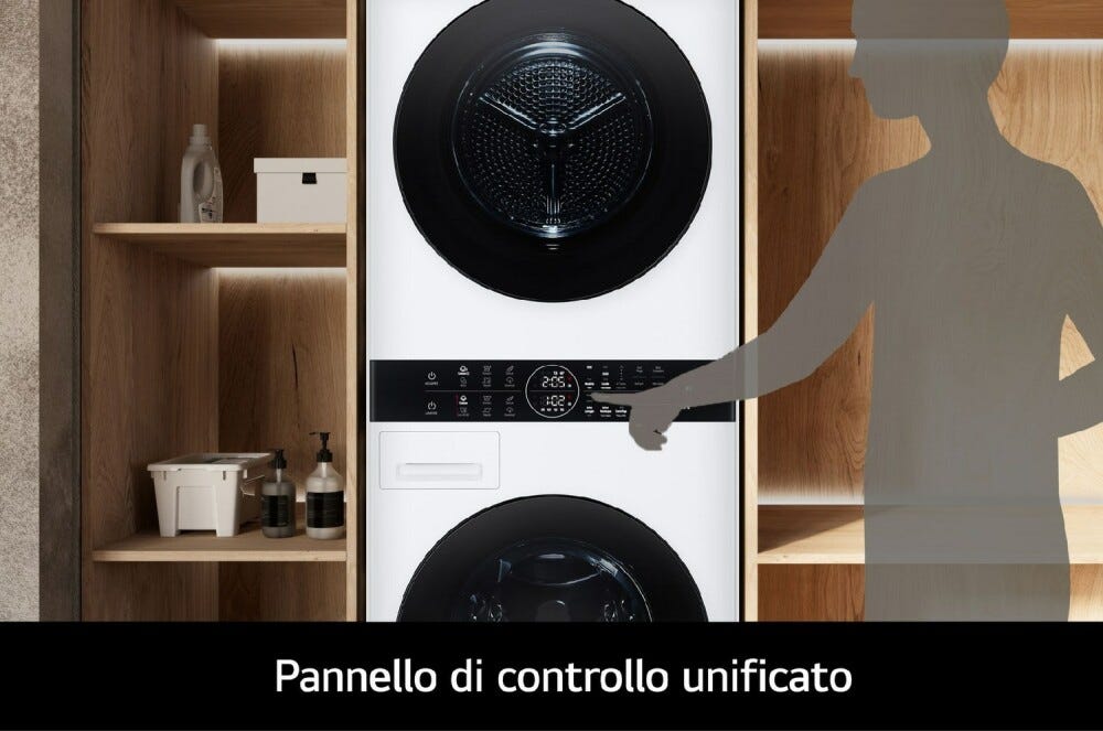 LG WT1210WWF TurboWash360 Colonna bucato cm. 60 - lavaggio 12 kg - asciugatura 10 kg - bianco