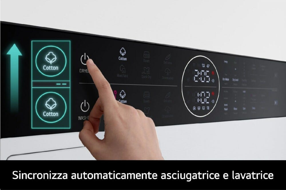 LG WT1210WWF TurboWash360 Colonna bucato cm. 60 - lavaggio 12 kg - asciugatura 10 kg - bianco