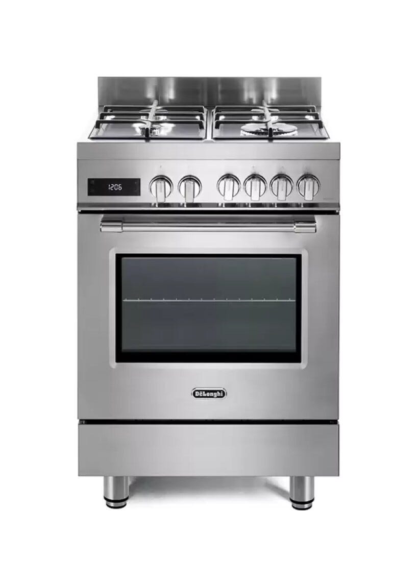 De Longhi PRO 66 MXL PZ Cucina da accosto cm. 60 - 4 fuochi gas + 1 forno elettrico - inox
