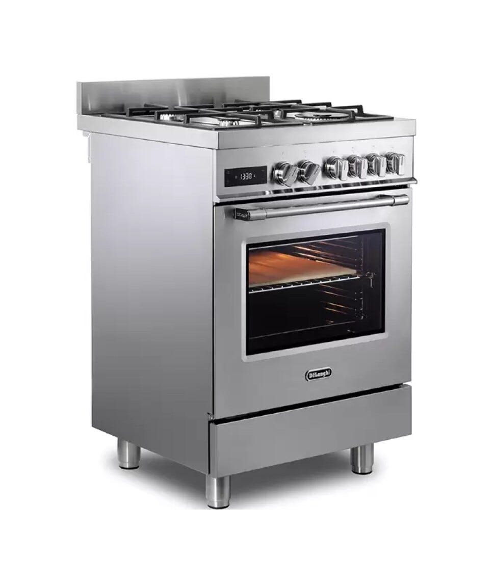 De Longhi PRO 66 MXL PZ Cucina da accosto cm. 60 - 4 fuochi gas + 1 forno elettrico - inox