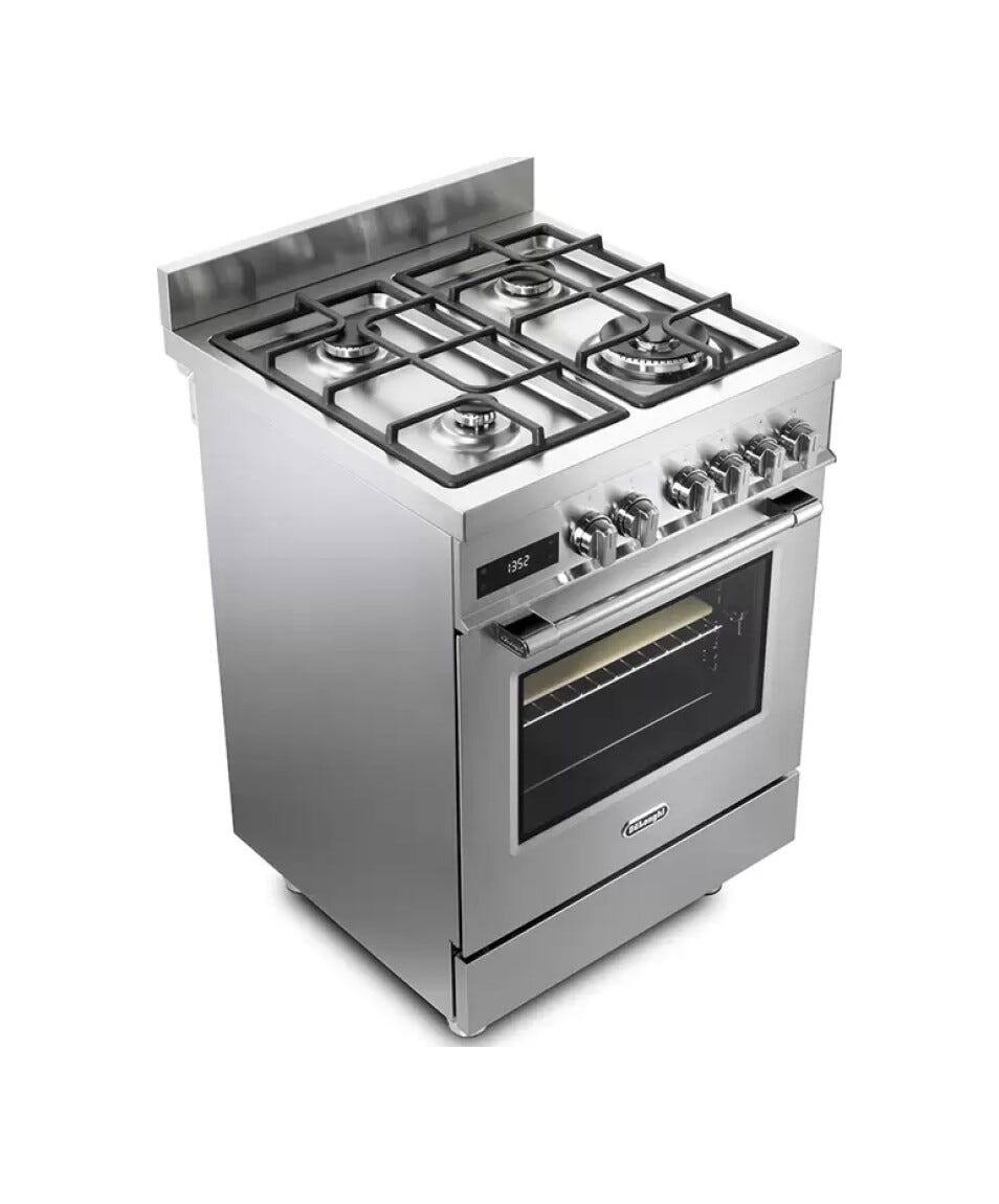 De Longhi PRO 66 MXL PZ Cucina da accosto cm. 60 - 4 fuochi gas + 1 forno elettrico - inox