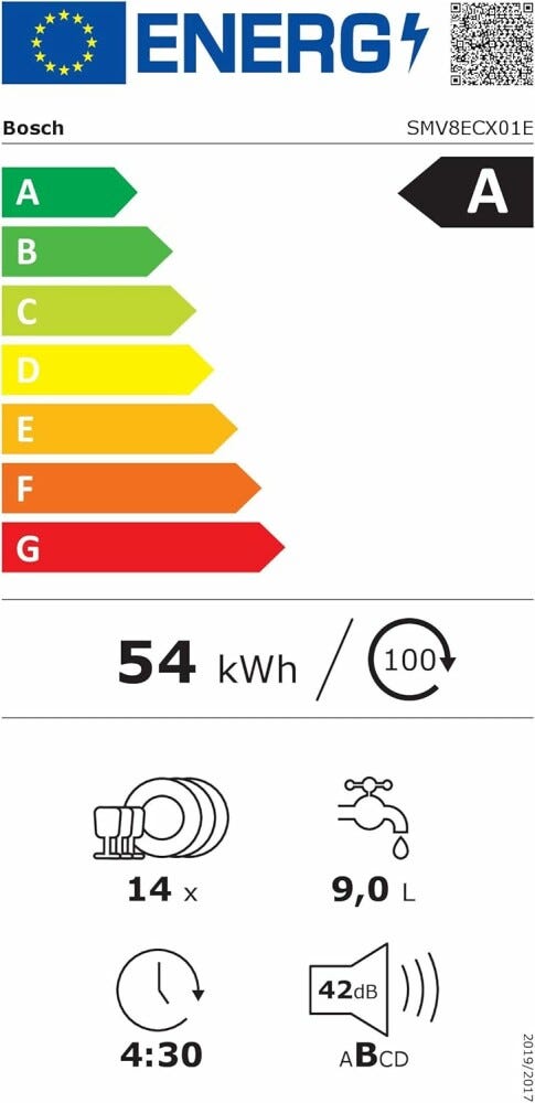 Bosch SMV8ECX01E 8 Lavastoviglie integrata totale cm. 60 - 14 coperti