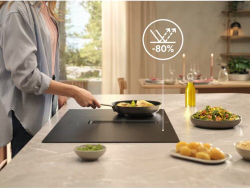Electrolux KCC84450CZ SaphirMatt Piano cottura induzione con cappa integrata cm. 80 - vetro nero