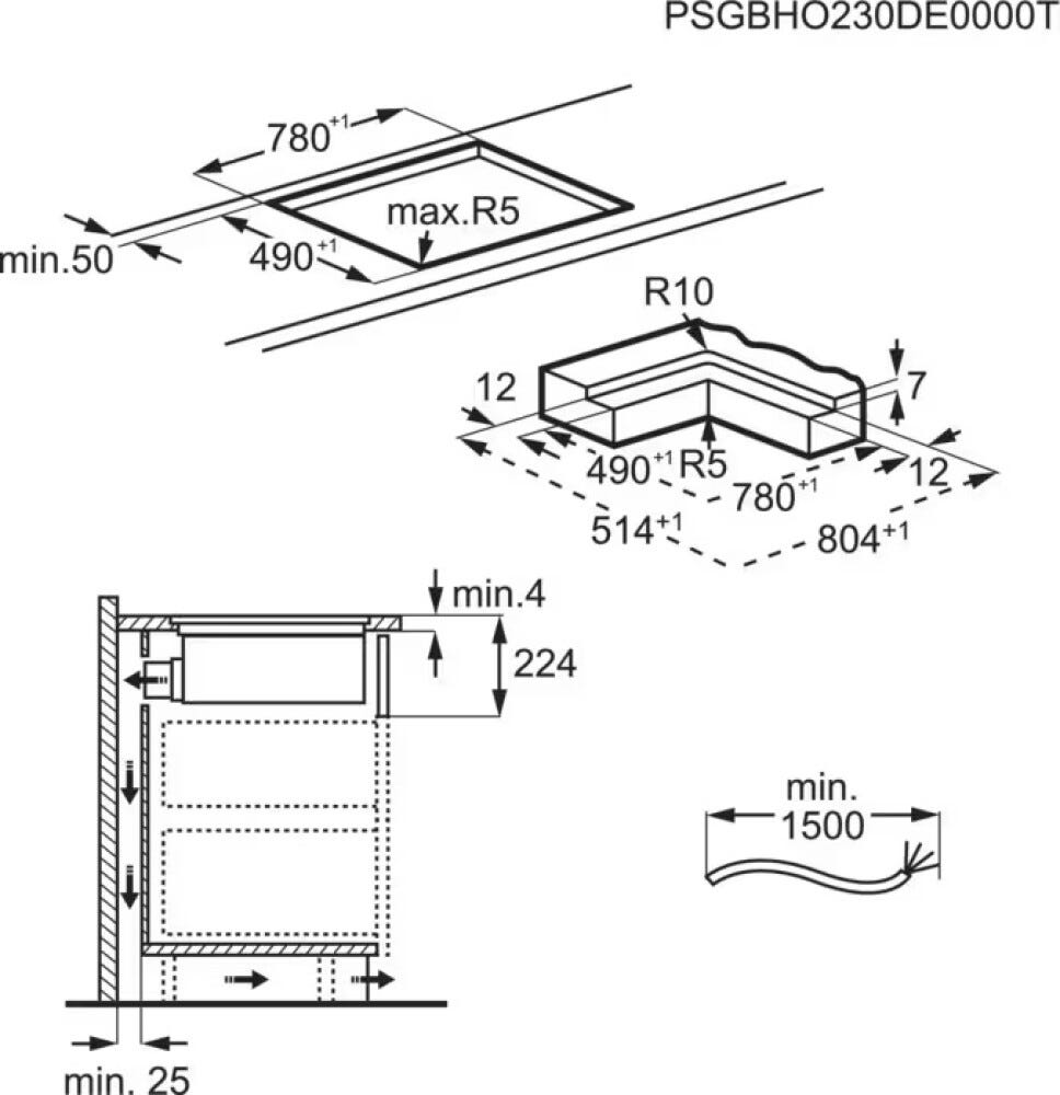 Electrolux KCC84450CZ SaphirMatt Piano cottura induzione con cappa integrata cm. 80 - vetro nero