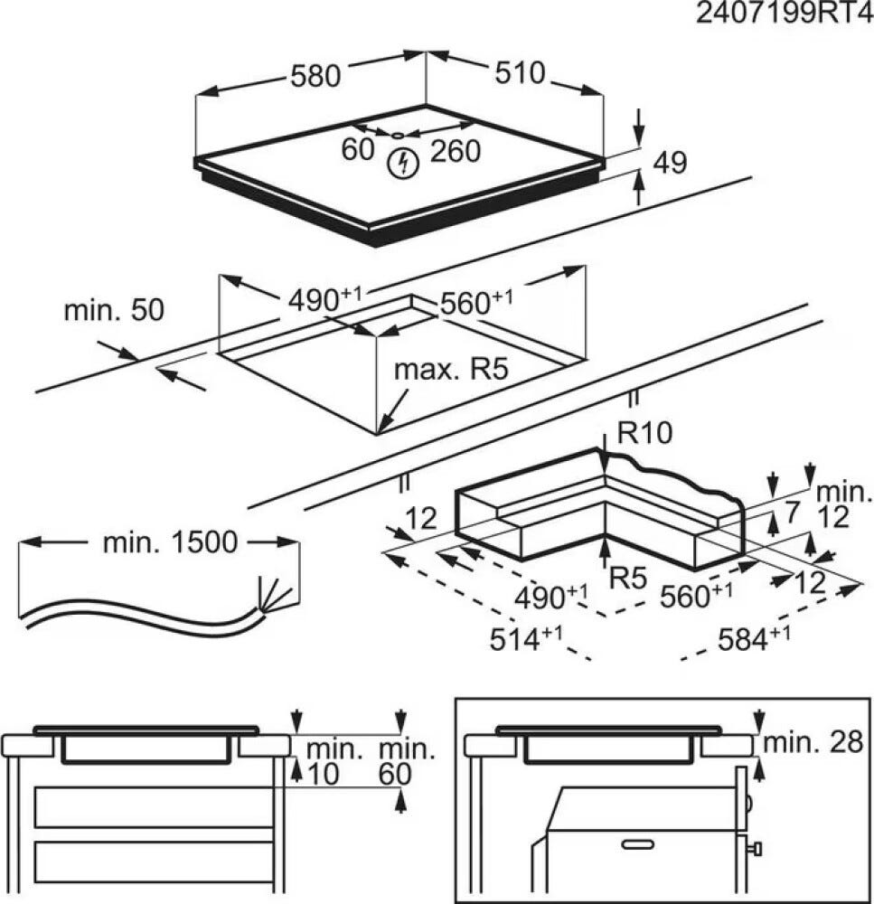 Electrolux KIS62453I SenseBoil 700 Piano cottura a induzione cm. 58 - vetro nero