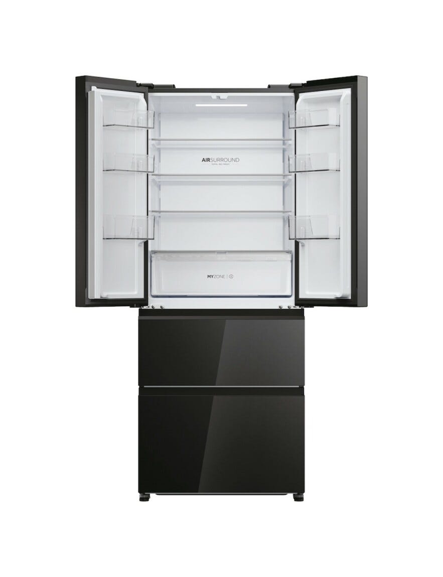 Haier HFR3718ENGB 70 SERIE 3 Multi Door Frigorifero con congelatore french door - cm. 70 h. 178 - lt. 402 - vetro nero
