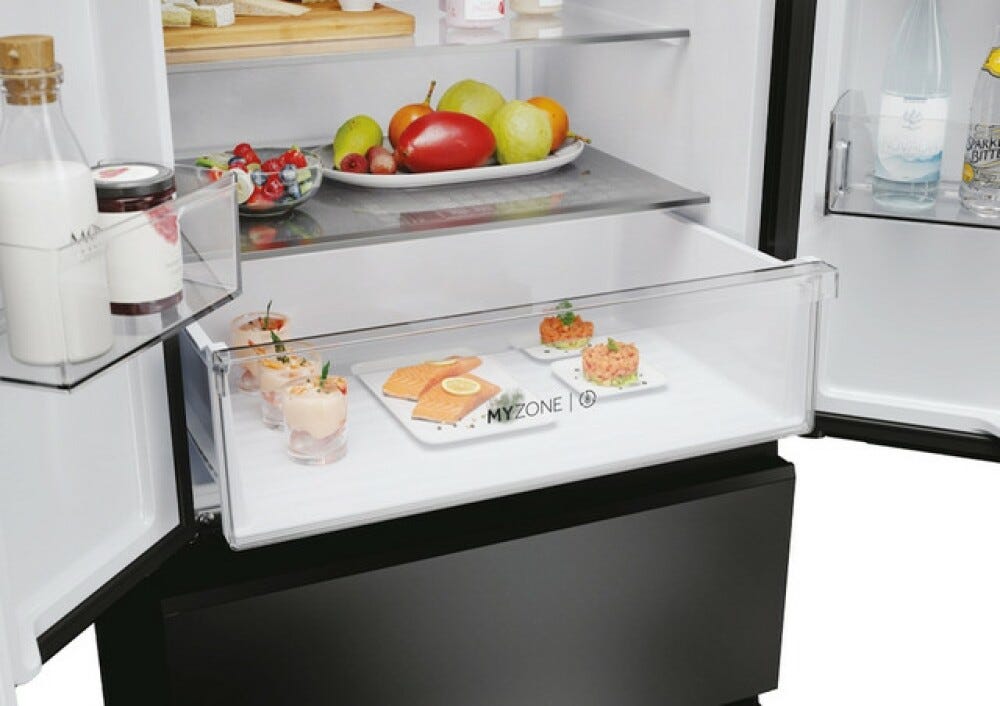 Haier HFR3718ENGB 70 SERIE 3 Multi Door Frigorifero con congelatore french door - cm. 70 h. 178 - lt. 402 - vetro nero