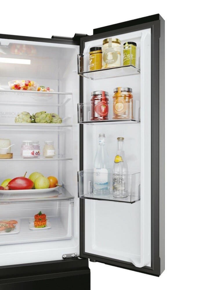 Haier HFR3718ENGB 70 SERIE 3 Multi Door Frigorifero con congelatore french door - cm. 70 h. 178 - lt. 402 - vetro nero
