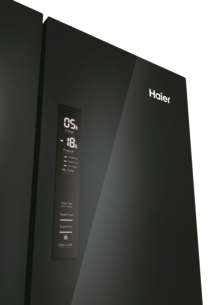 Haier HFR3718ENGB 70 SERIE 3 Multi Door Frigorifero con congelatore french door - cm. 70 h. 178 - lt. 402 - vetro nero