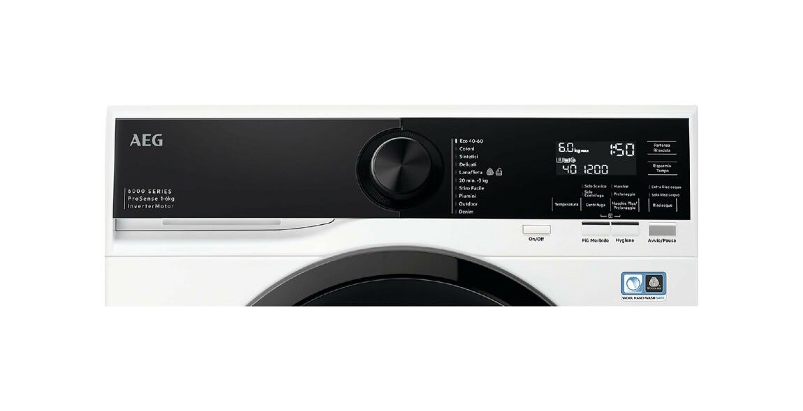 AEG L6SE62B 6000 ProSense® Lavatrice slim cm. 60 - profondità cm. 42 - 7 kg - bianco/nero