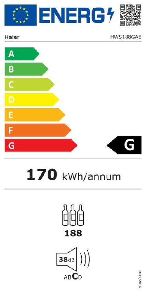 Haier HWS188GAE 3 Cantina vino cm. 60 - 188 bottiglie - nero