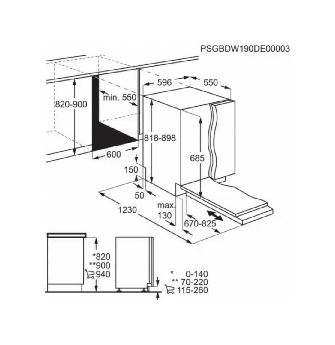 AEG FSE64637P Serie 7000 GlassCare Lavastoviglie integrata totale cm. 60 - 13 coperti