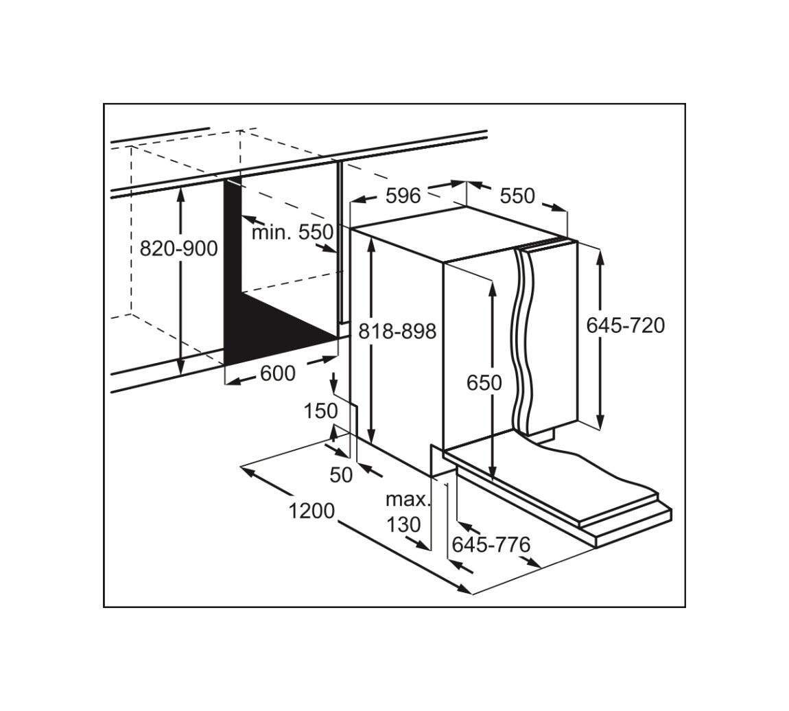 AEG FSK73617Z 7000 GlassCare Lavastoviglie da incasso totale, 13 coperti, AirDry, SmartSelect, cerniere sliding