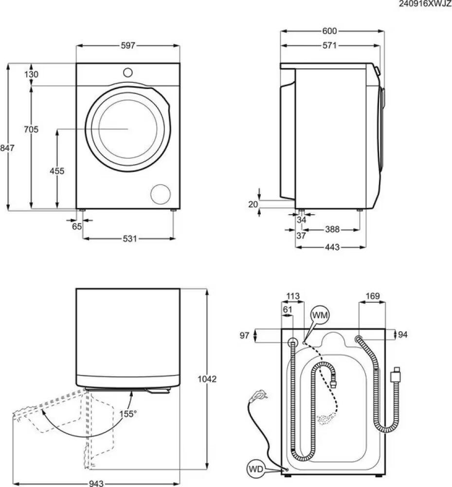 Electrolux EW7W495G 700 SteamCare Lavasciuga cm.60 - lavaggio 9kg - asciugatura 5kg - bianco