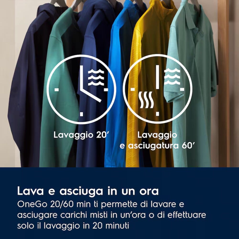 Electrolux EW7W495G 700 SteamCare Lavasciuga cm.60 - lavaggio 9kg - asciugatura 5kg - bianco