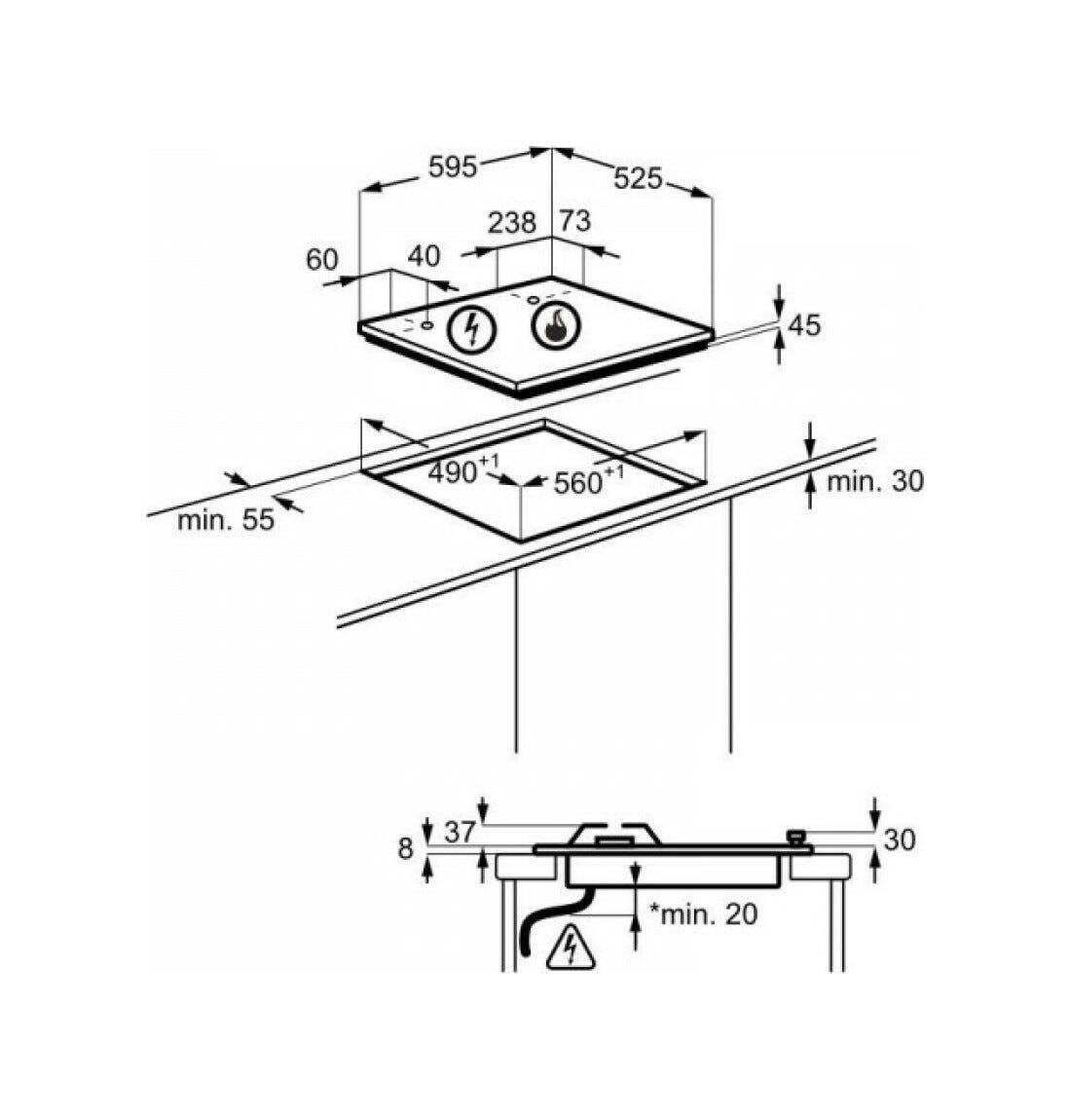 AEG HGB64423UZ Serie 7000 Ultraflat Piano cottura a gas cm. 60 - inox