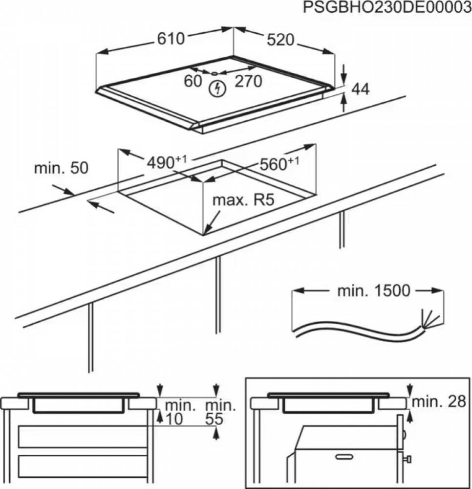 AEG NII64B30AZ 8000 Piano cottura a induzione 60 cm, 4 zone, SenseBoil & Fry, SaphirMatt nero opaco