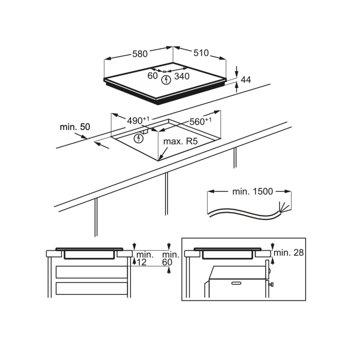 AEG NII64B30FB Serie 8000 SenseBoil+Fry Piano cottura a induzione cm. 60 - nero