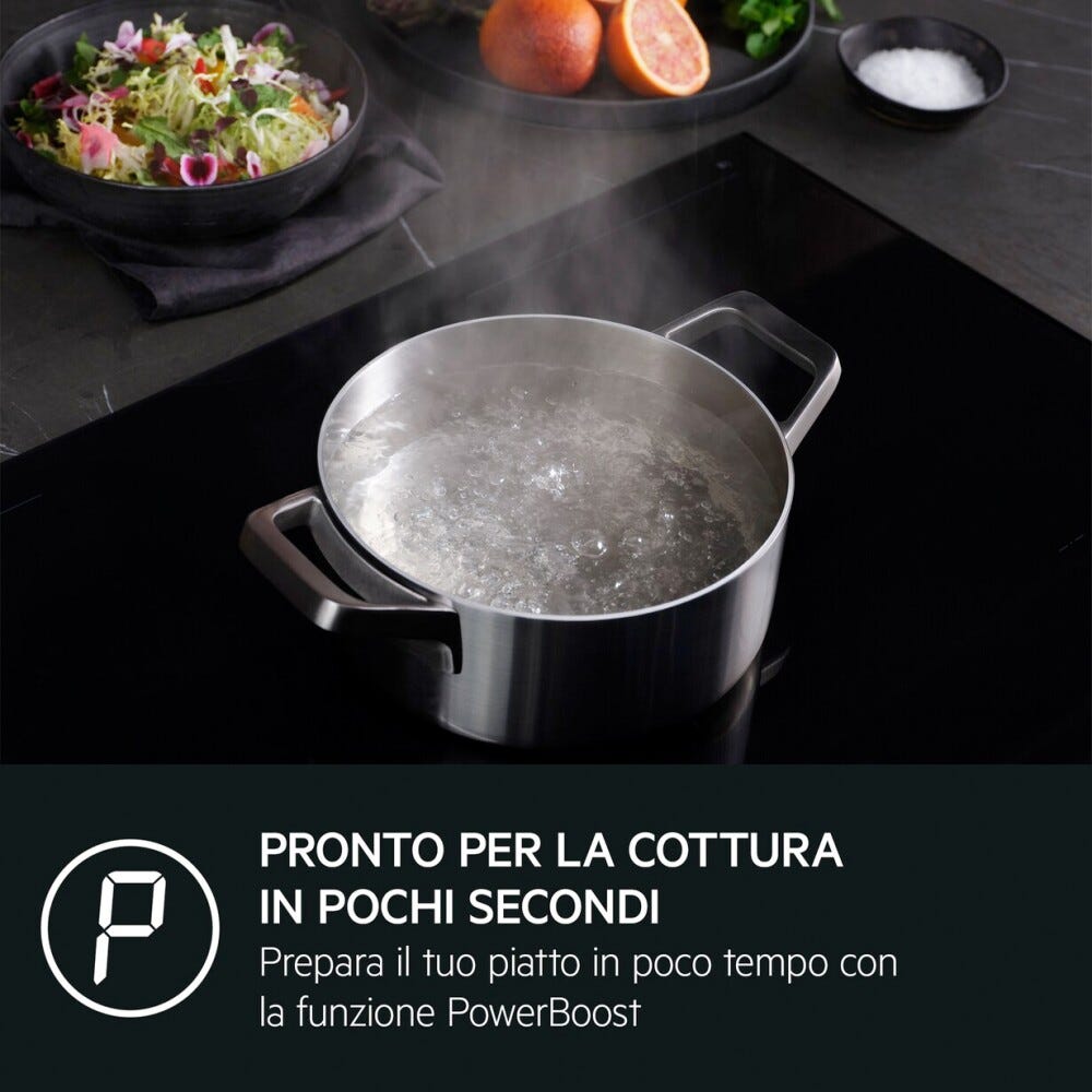 AEG NII74B30FB Serie 8000 SenseBoil+Fry Piano cottura a induzione, 68 cm, 4 zone, SenseBoil+Fry, Bridge, Hob2Hood