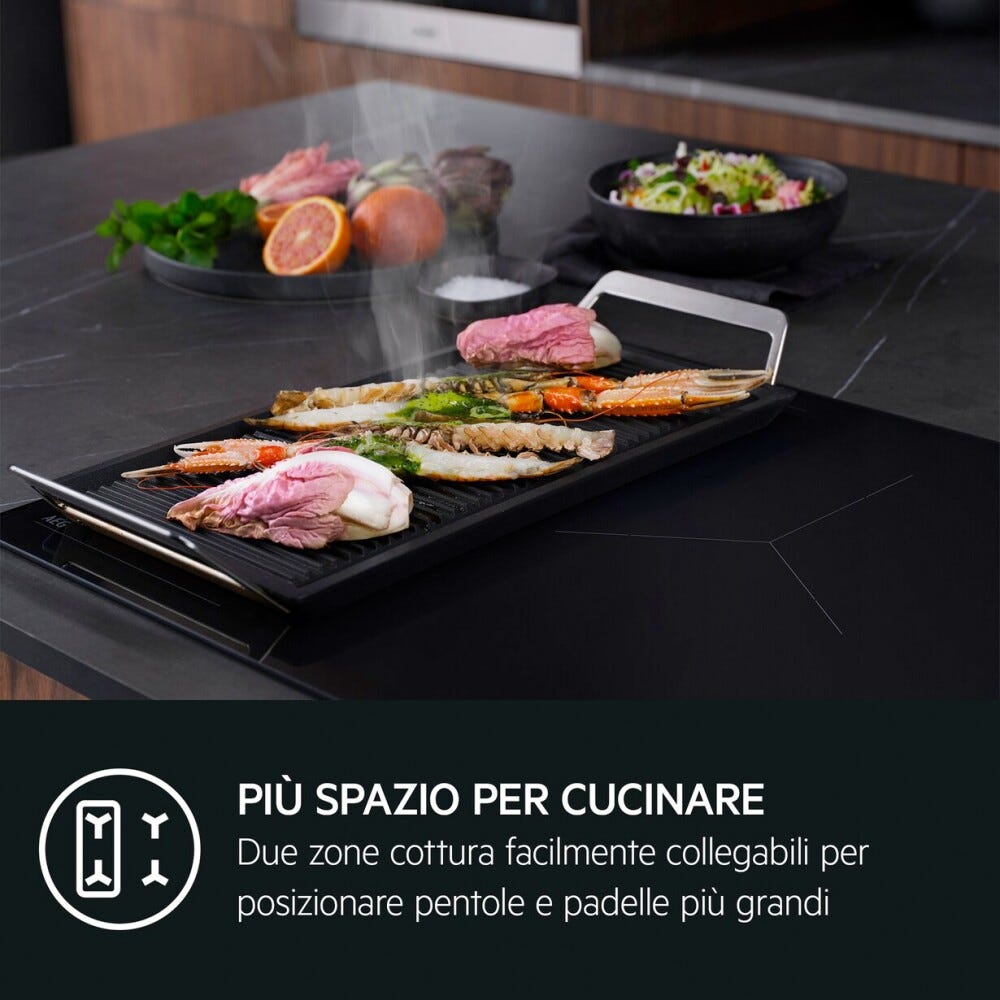 AEG NII74B30FB Serie 8000 SenseBoil+Fry Piano cottura a induzione, 68 cm, 4 zone, SenseBoil+Fry, Bridge, Hob2Hood