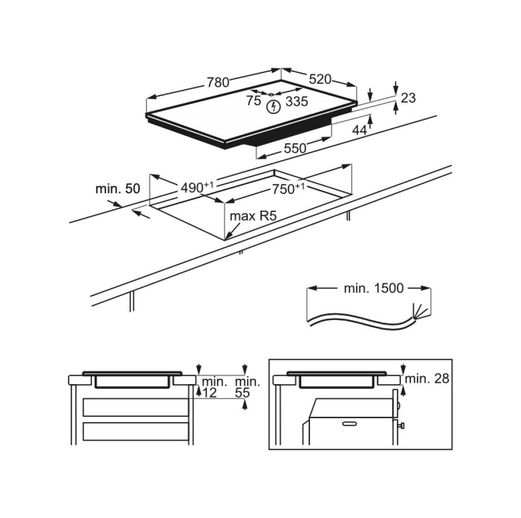 AEG NII84R00FB Serie 6000 FLexBridge Piano cottura a induzione cm. 80 - nero
