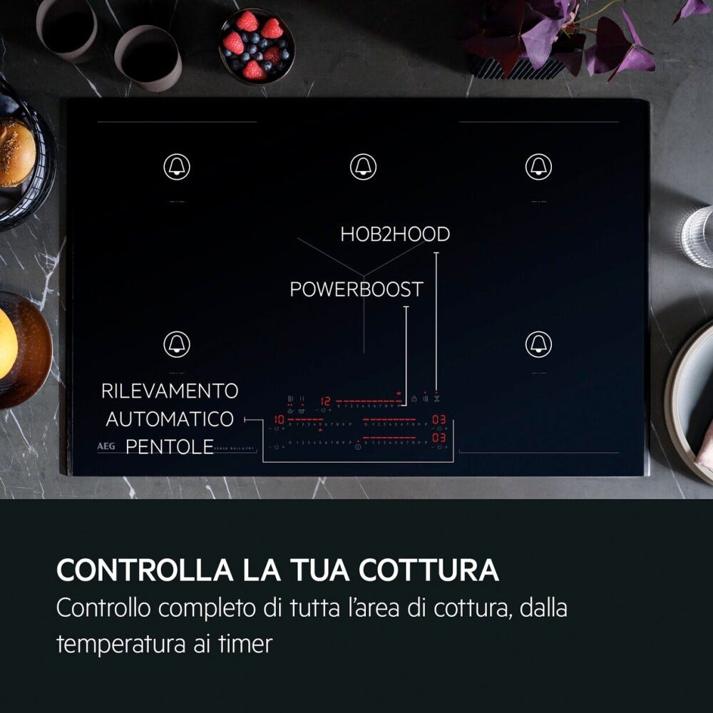 AEG NIK85M30FB Serie 8000 SenseBoil+Fry Piano cottura a induzione cm. 80 - vetroceramica nero
