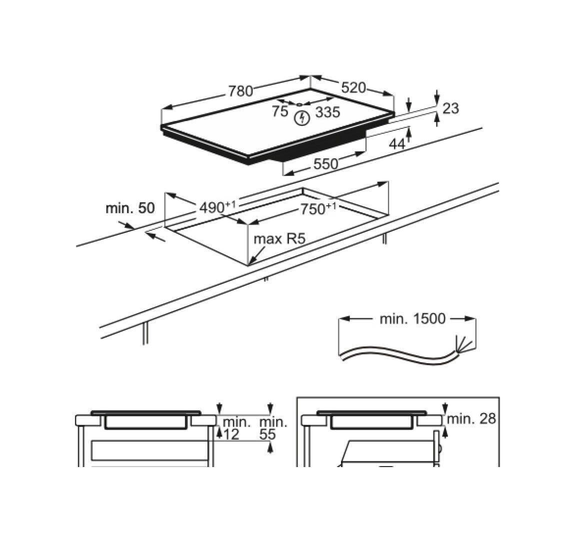 AEG NIK85M30FB Serie 8000 SenseBoil+Fry Piano cottura a induzione cm. 80 - vetroceramica nero