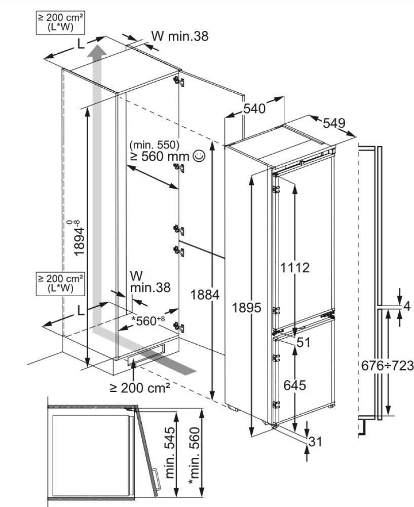 AEG NSC6M191ES 6000 Frigorifero con congelatore da incasso TwinTech® Total No Frost, 269 L, classe E
