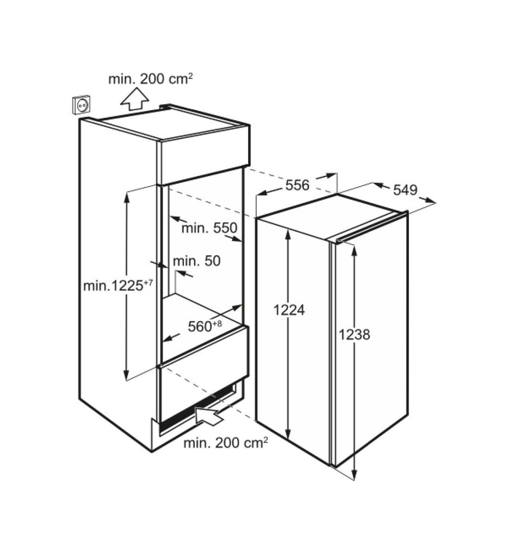 AEG NSK5O12EF Serie 5000 Optispace Frigorifero monoporta da incasso cm. 56 h. 122 - lt. 203