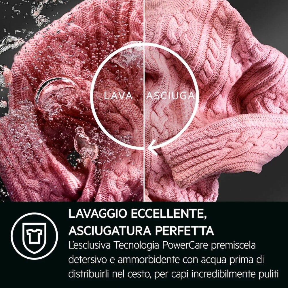 AEG LWR8T166YAB kombi 8000 PowerCare Lavasciuga cm. 60 - lavaggio 10 kg - asciugatura 6 kg - bianco/nero