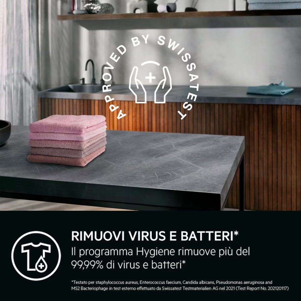 AEG LWR8T166YAB kombi 8000 PowerCare Lavasciuga cm. 60 - lavaggio 10 kg - asciugatura 6 kg - bianco/nero