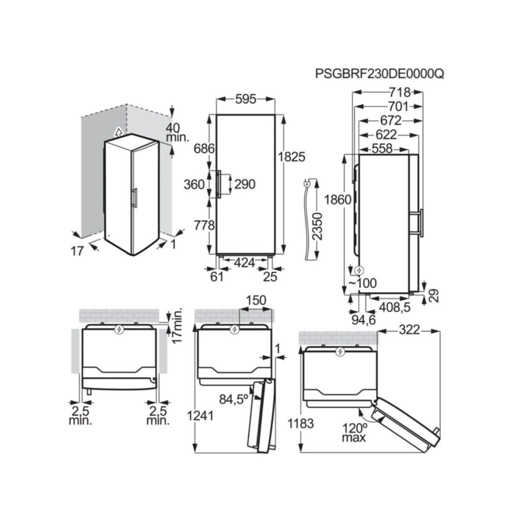 AEG OAG7M281DX Serie 7000 Congelatore monoporta a libera installazione cm. 60 h. 186 - lt. 278 - inox