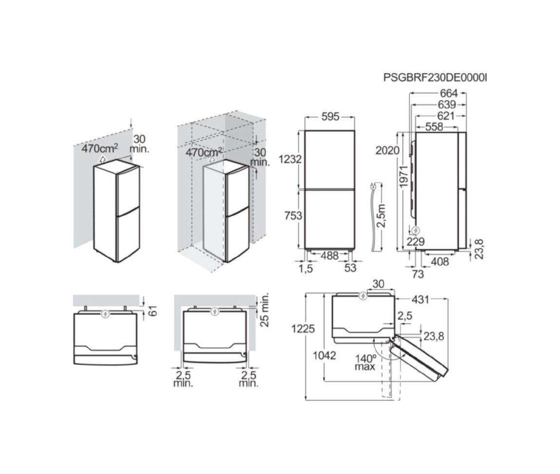 AEG ORC8M361CL Serie 8000 Cooling 360° Frigorifero con congelatore a libera installazione cm. 60 h. 202 - lt. 362 - nero