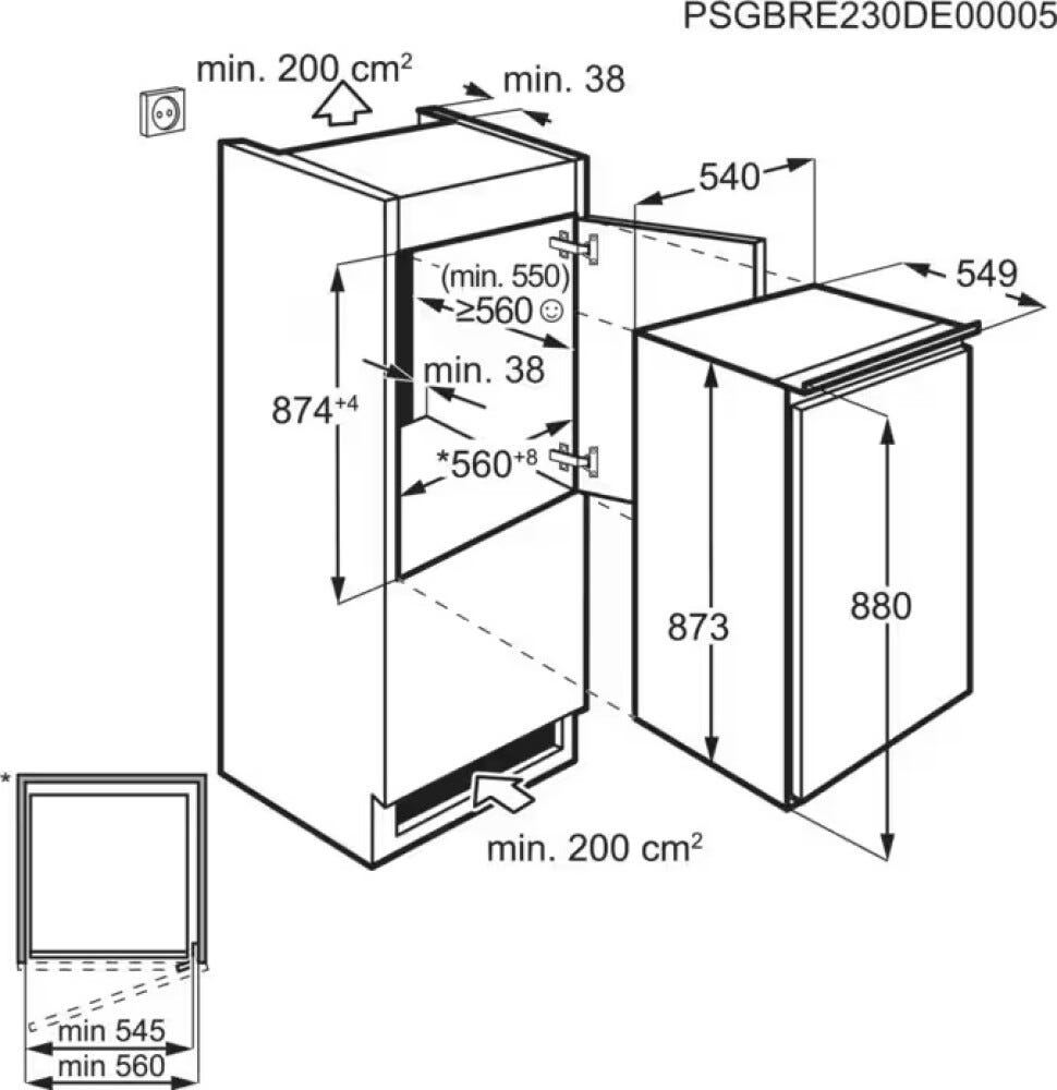 Electrolux LFB2AE88S1 Serie 500 Frigorifero con congelatore da incasso - cm. 55 h. 88 - lt. 124