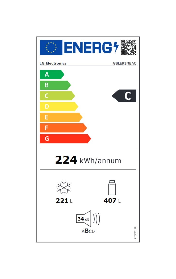 LG GSLE91MBAC Frigorifero con congelatore side by side cm. 91 h. 179 - lt. 628 - metallo