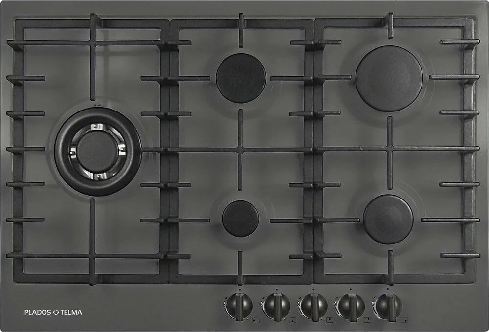 Plados Telma OUTLET SLIM75 UG 70 Piano cottura cm. 75 x 51 - 4 fuochi gas + 1 tripla corona - nero matt - ARTICOLO NUOVO CON LIEVE DEFORAZIONE SU ANGOLO SX E LEGGERMENTE IMBARCATO (vedi foto) CON IMBALLO ORIGINALE