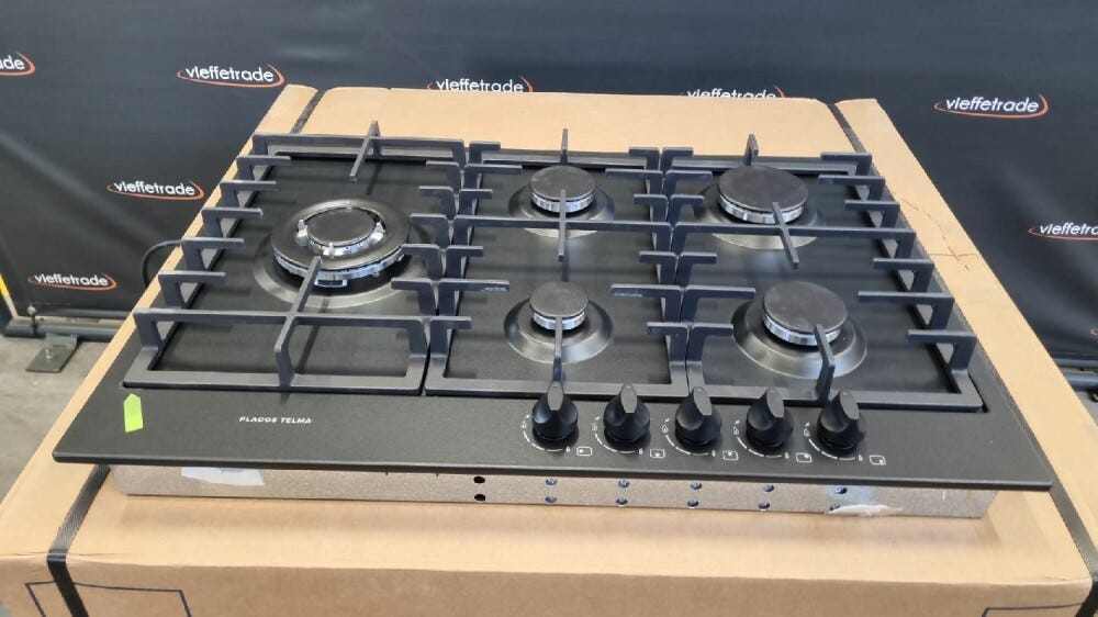 Plados Telma OUTLET SLIM75 UG 70 Piano cottura cm. 75 x 51 - 4 fuochi gas + 1 tripla corona - nero matt - ARTICOLO NUOVO CON LIEVE DEFORAZIONE SU ANGOLO SX E LEGGERMENTE IMBARCATO (vedi foto) CON IMBALLO ORIGINALE