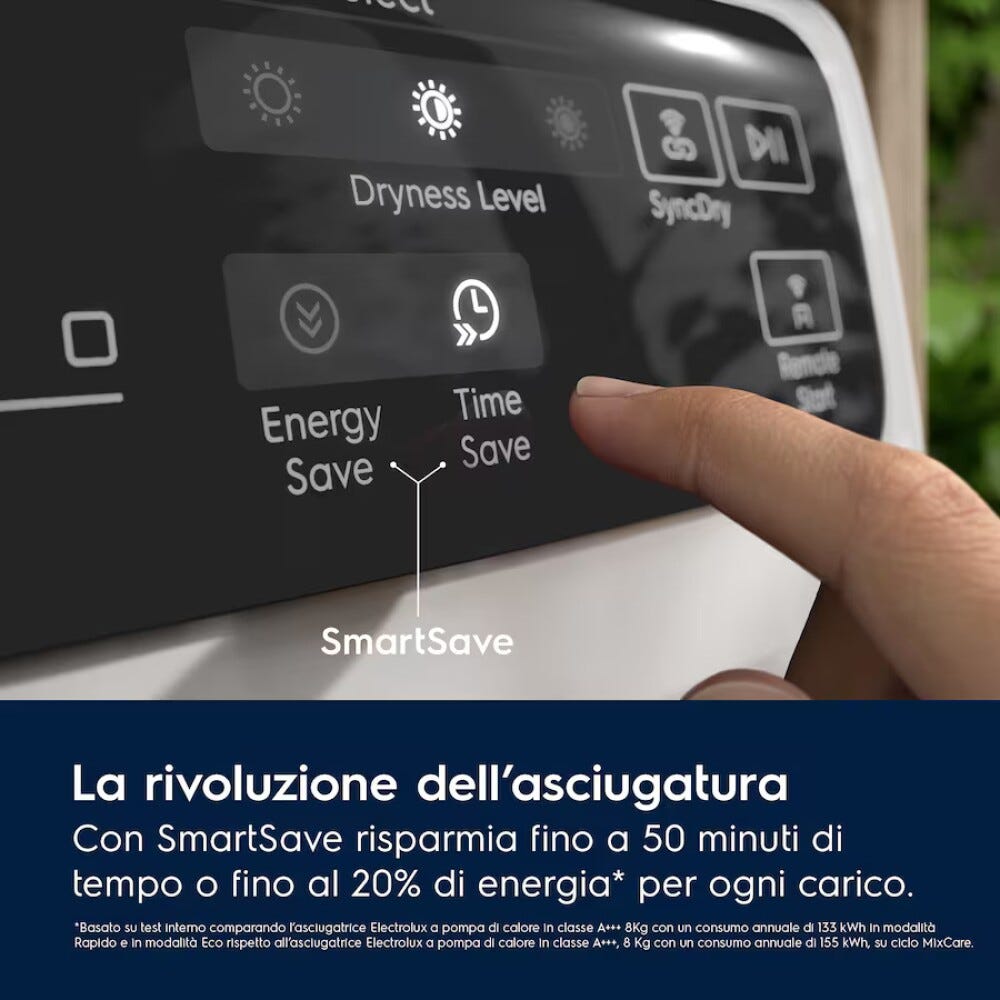 Electrolux EW9H78GCY 900 PerfectCare Asciugatrice cm. 60 - capacità 8 kg - bianco