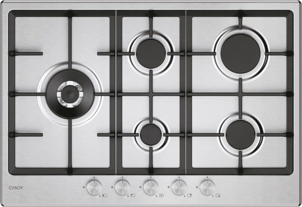 Candy CHG7WL4WTX Moderna Piano cottura a gas cm. 75 - inox