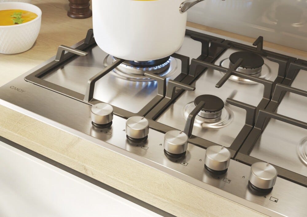 Candy CHG7WL4WTX Moderna Piano cottura a gas cm. 75 - inox