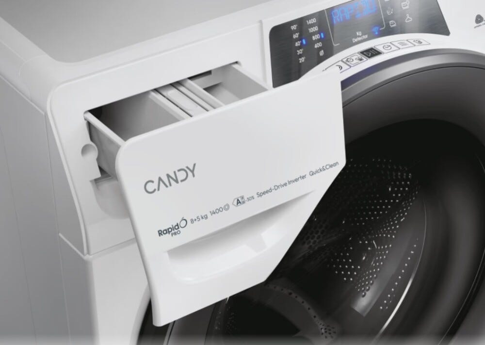 Candy RPW4856BWMR9/1-S RapidÓ PRO Lavasciuga cm. 60 - lavaggio 8 kg - asciugatura 5 kg - bianco